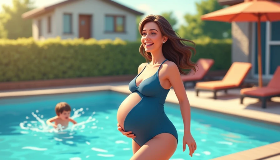 Visual context for plus size maternity swimsuit