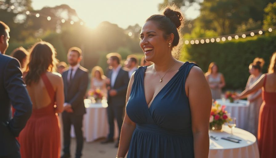 Visual context for plus size wedding guest dresses
